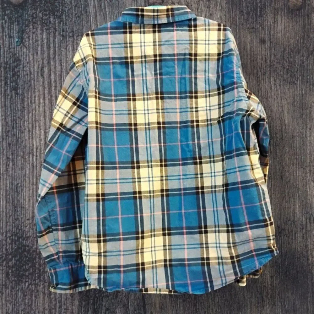 Old Navy Blue White Plaid Long Sleeve Button Down Shirt Size S